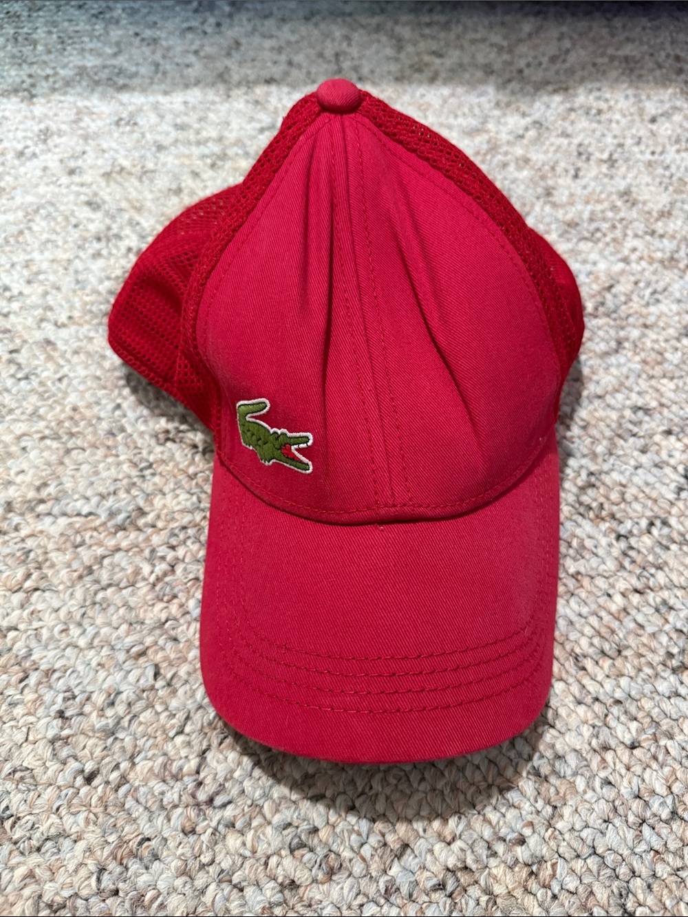 Lacoste Red Trucker Cap with Green Crocodile Patch